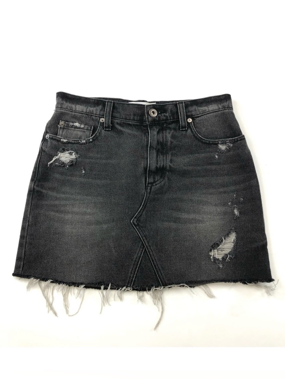 Pistola black denim distressed mini skirt Size 26”